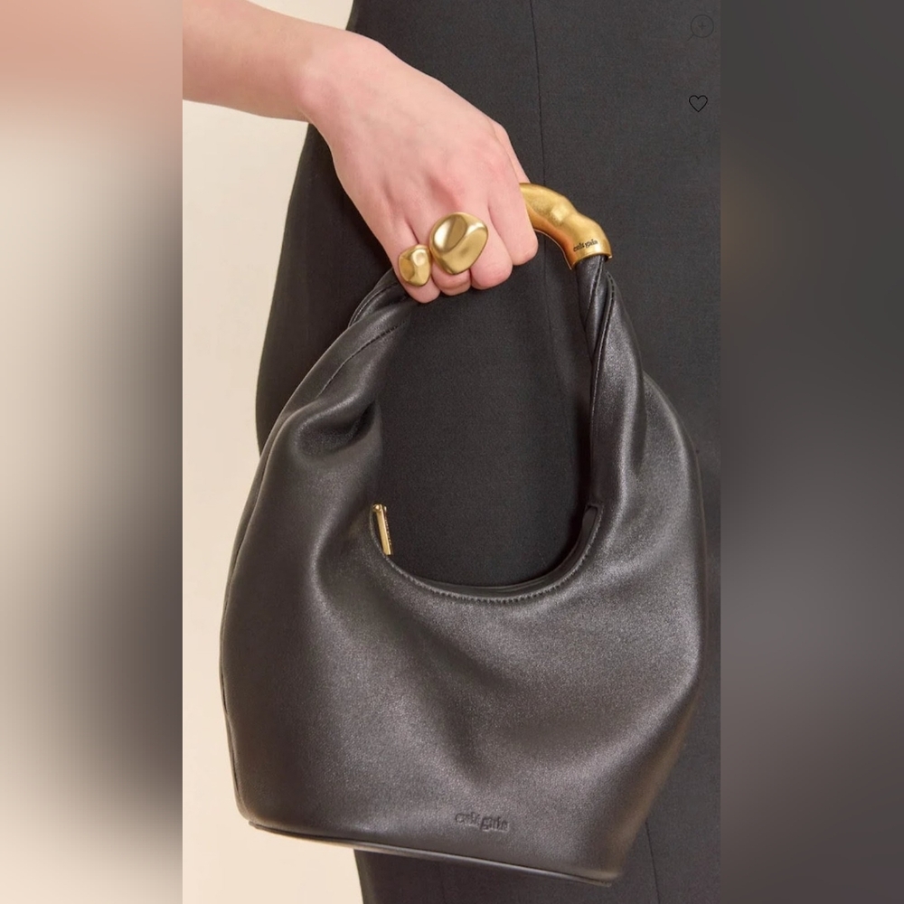 Cult Gaia Black Mini Hobo Bag with Gold Handle. - Picture 2 of 16